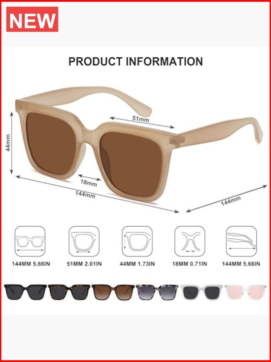 Retro Square Polarized Sunglasses UV400 Protection for Women Men